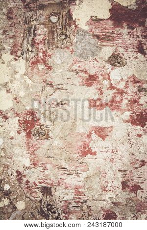 Abstract Paint Stain On Weathered Wooden Board