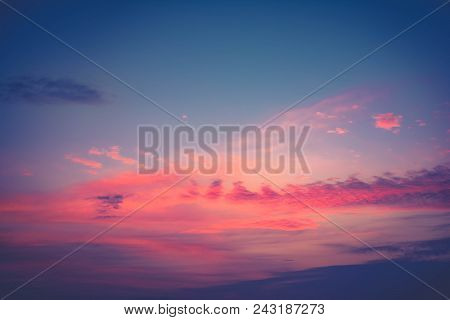Abstract Evening Beautiful Colorful Sky With Cloud
