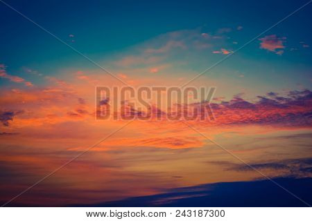 Abstract Evening Beautiful Colorful Sky With Cloud