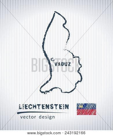 Liechtenstein Vector Chalk Drawing Map Isolated On A White Background