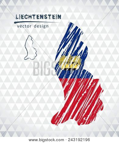 Map Of Liechtenstein With Hand Drawn Sketch Map Inside. Vector Illustration