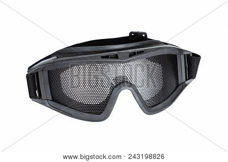 Metal Mesh Goggle For Airsoft Gun Safety Isolated On White