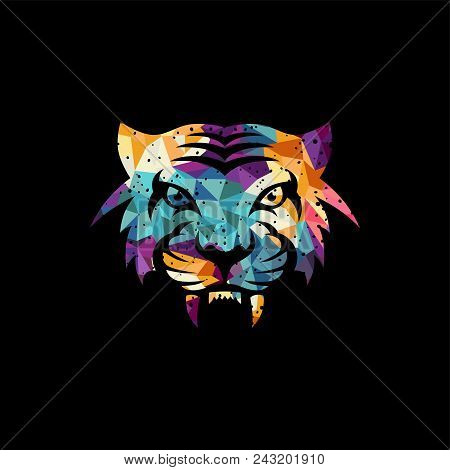 Intimidating Tiger Front View Theme Logo Template