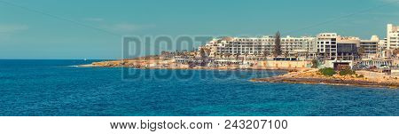 Seacoast Panorama From Bugibba With Saint Paul's Bay Malta