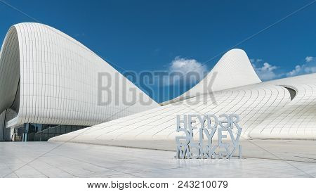 Building Exterior Of Haydar Aliyev Centre In Baku, Azerbaijan