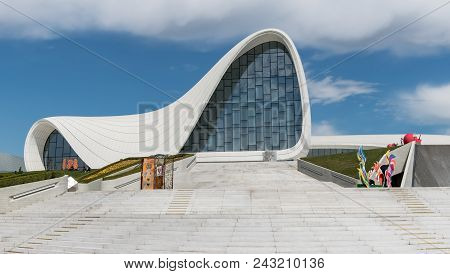 Building Exterior Of Haydar Aliyev Centre In Baku, Azerbaijan