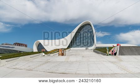 Building Exterior Of Haydar Aliyev Centre In Baku, Azerbaijan