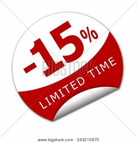 Sticker Fifteen Percent Off For A Limited Time.
