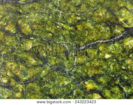 Background From Polished Serpentinite Natural Stone Close Up