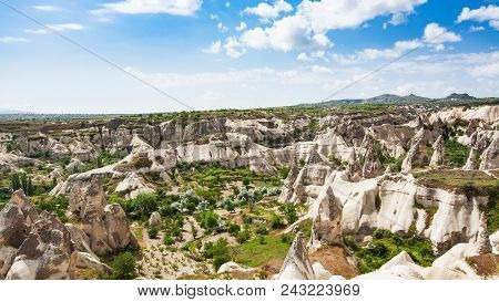Travel To Turkey - View Of Valley In Goreme National Park In Cappadocia In Spring