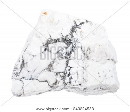 Macro Shooting Of Natural Rock Specimen - Rough Howlite Stone Isolated On White Background