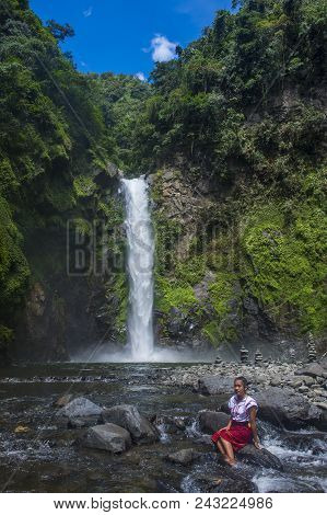 Batad, Philippines - May 02 : Girl From Ifugao Minority Near A Waterfall In Batad The Philippines On