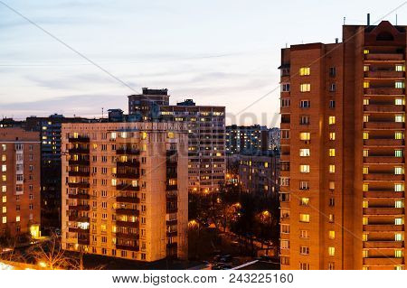 Residential Quarter In City In Spring Evening (bolhaya Akademicheskaya Street In Koptevo District Of