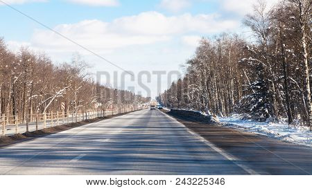 View Of M1 Highway (russian Route M1, Belarus Highway, European Route E30) In Smolensk Oblast Of Rus