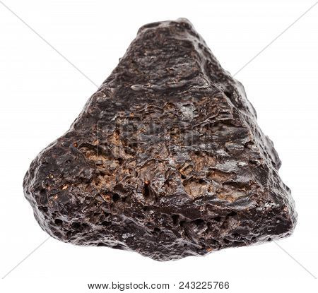 Macro Shooting Of Natural Rock Specimen - Piece Of Rough Hematite Stone Isolated On White Background