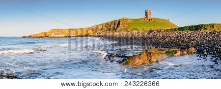 Panorama Of Dunstanburgh Castle, Located Between Craster And Embleton In Northumberland On The North