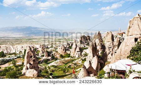 Travel To Turkey - Fairy Chimney Rocks Near Uchisar Castle In Cappadocia In Spring