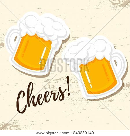 Beer Party Flat Style Icon For Poster, Banner, Logo, Printing. Mug Of Beer Icon For Greeting Card Fo