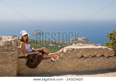 Girl on old walls
