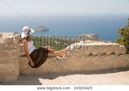 Girl on old walls