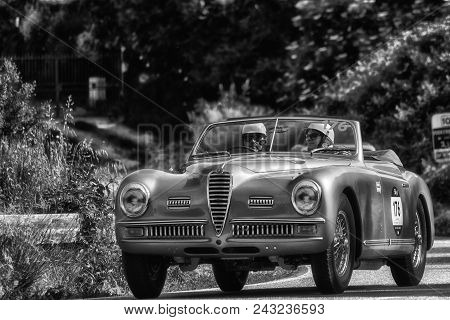 Pesaro Colle San Bartolo , Italy - May 17 - 2018 : Alfa Romeo 6c 2500 Ss Cabriolet Pf	1949 Old Racin
