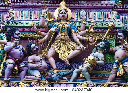 Singapore - Feb 24 : Statues In Sri Veeramakaliamman Temple In Little India, Singapore On February 2
