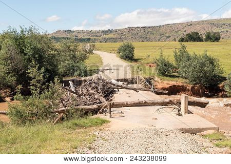 The Washed Away Bridge Over The Tsitsa River At The Tsitsa Falls Near Maclear In The Eastern Cape Pr
