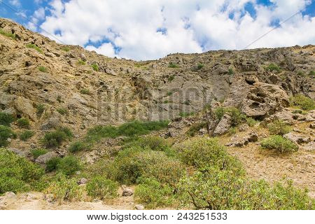 Mountains Landscape At Cape Meganom, The East Coast Of The Peninsula Of Crimea. Amazing Nature, Colo