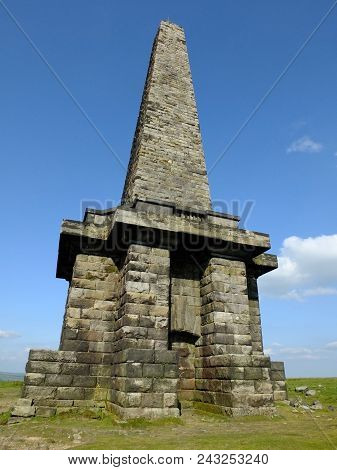 Stoodley Pike Monument On High Moorland In West Yorkshire Between Hebden Bridge And Todmorden On A B