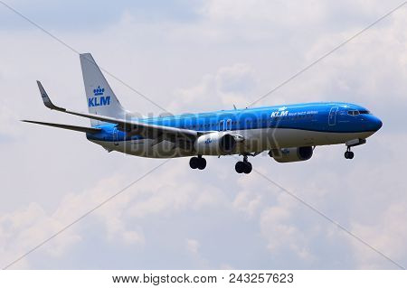Borispol, Ukraine - May 25, 2018: Ph-bxt Klm Royal Dutch Airlines Boeing 737-900 Aircraft On The Clo