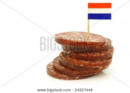 stykker af traditionelle hollandske pølse kaldet 