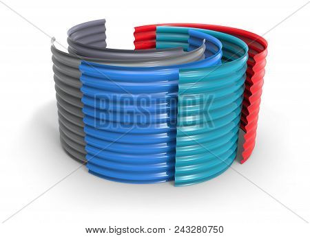 Curved Corrugated Plastic Sheets Isolated On White. 3d Rendering
