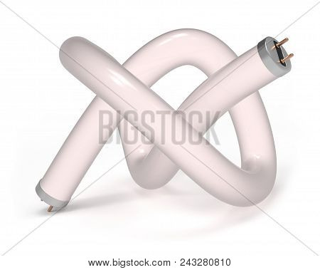Daylight Fluorescent Lamp Isolated On White. 3d Rendering