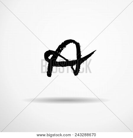 Letter A. Handwritten By Dry Brush. Rough Strokes Textured Font. Vector Illustration. Grunge Style A