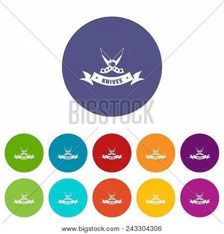 Knive Weapon Icons Color Set Vector For Any Web Design On White Background