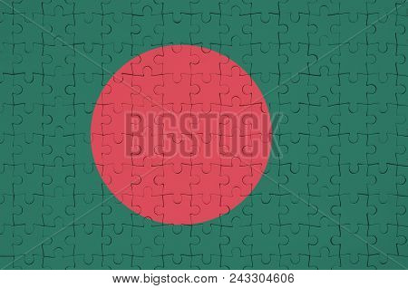 Bangladesh Flag  Is Depicted On A Folded Puzzle