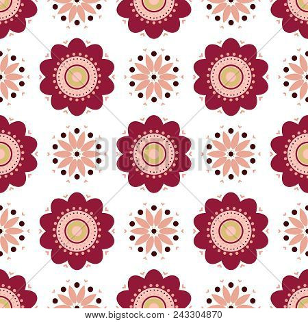 Vector Seamless Geometric Floral Pattern. Abstract Flower Pattern.