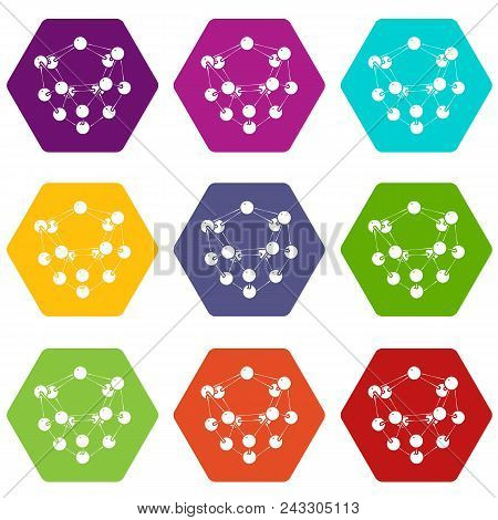 Glucose Icons 9 Set Coloful Isolated On White For Web