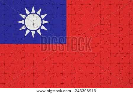 Taiwan Flag  Is Depicted On A Folded Puzzle