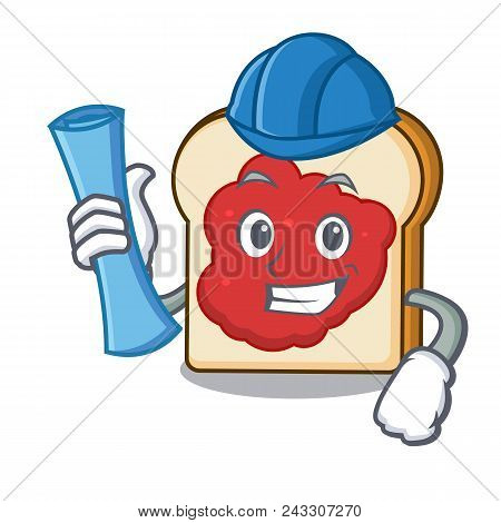 Architect Bread With Jam Character Cartoon Vector Illustration