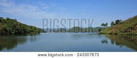 Lake Begnas, Terraced Fields And Forest. Landscape Near Pokhara, Nepal.