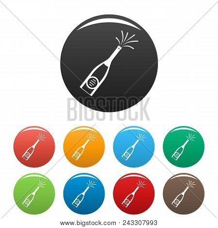 Bubble Champagne Icon. Simple Illustration Of Bubble Champagne Vector Icons Set Color Isolated On Wh