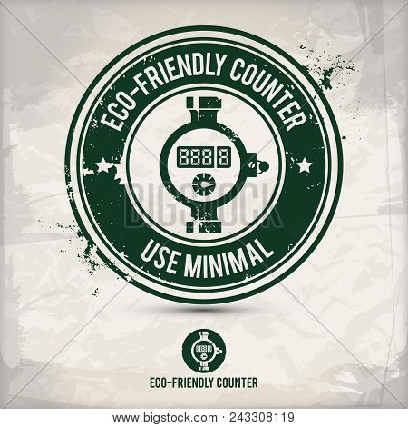 Alternative Eco Water Counter Stamp Containing: Two Environmentally Sound Eco Motifs In Circle Frame