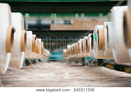 Yarn Thread Running In The Machine