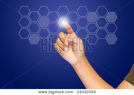 Cliquez sur le bouton écran tactile hexagone