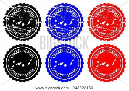 Canary Islands - Rubber Stamp - Vector, Canary Islands ( Islas Canarias) Map Pattern - Sticker - Bla