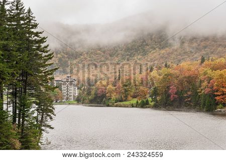 Dixville Notch, New Hampshire, Usa - October 1, 2009: Rain Clouds Moving Across Lake Gloriette At Th