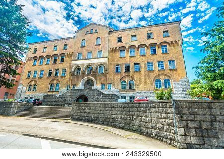 Scenic View At Old Historical Architecture In Pazin City, Istria Region, Croatian Travel Places.