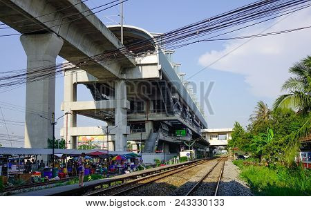 Bangkok, Thailand - Apr 21, 2018. Lat Krabang Station In Bangkok, Thailand. Skytrain Is One Of The M