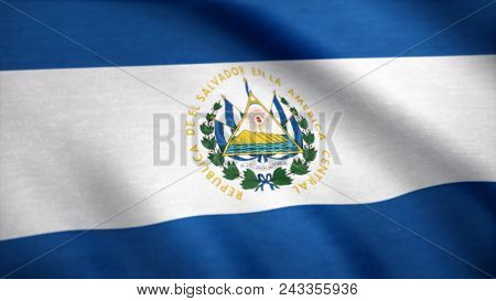 Salvador Flag Waving Animation. Full Screen. Flag Of El Salvador. Rendered Using Official Design And